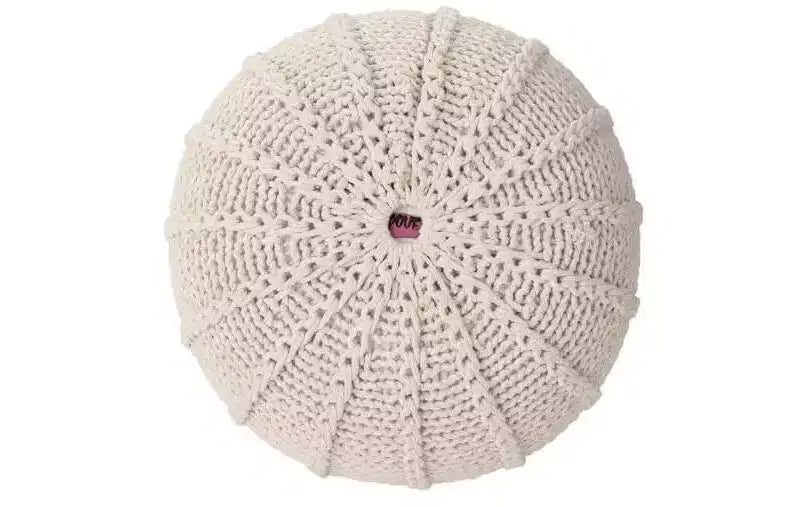 Knitted Bean Bag Chair, Comfy Floor Chair with Foam Filler, Sofa Chair for Living Room, Bedroom, Beige