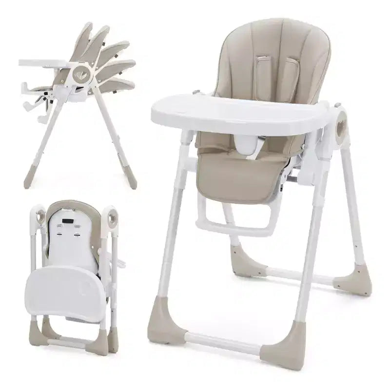 Easy Clean High Chairs for Babies with Adjustable Height, 5 Recline Positions, Removable Double Tray and 5-Point Harness