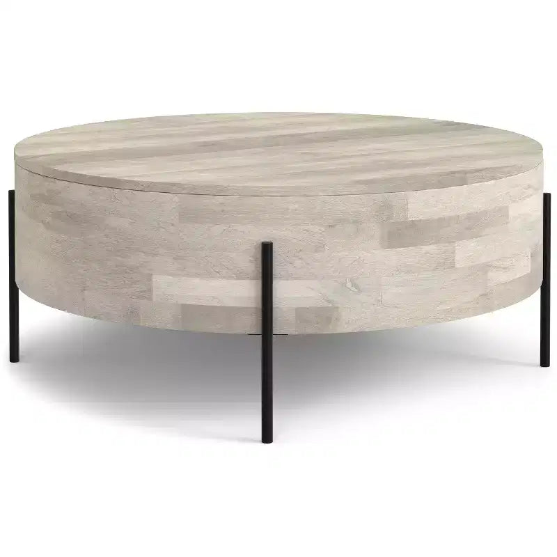Tavolino da Caffè Moderno Urbano Rotondo da 38" in Legno Massello di Mango