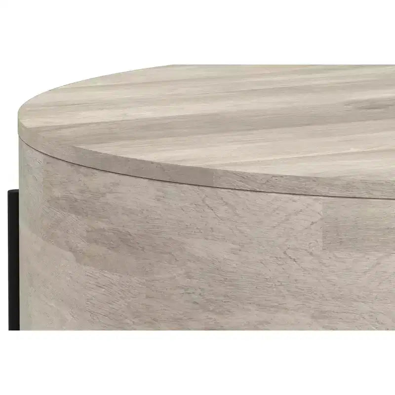 Tavolino da Caffè Moderno Urbano Rotondo da 38" in Legno Massello di Mango