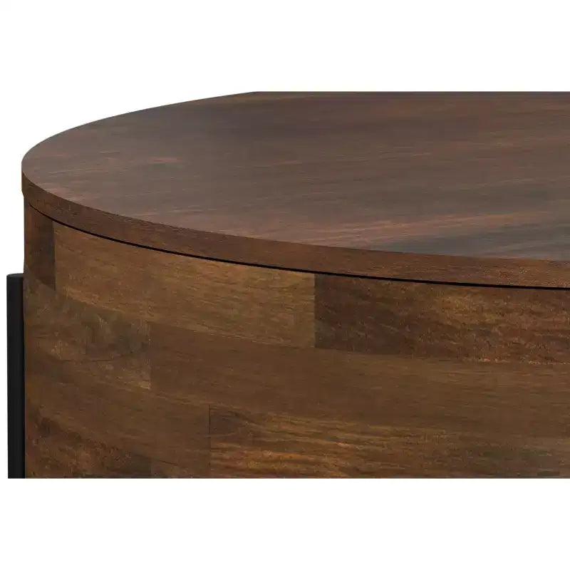 Tavolino da Caffè Moderno Urbano Rotondo da 38" in Legno Massello di Mango