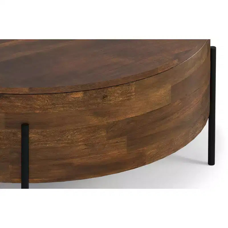 Tavolino da Caffè Moderno Urbano Rotondo da 38" in Legno Massello di Mango