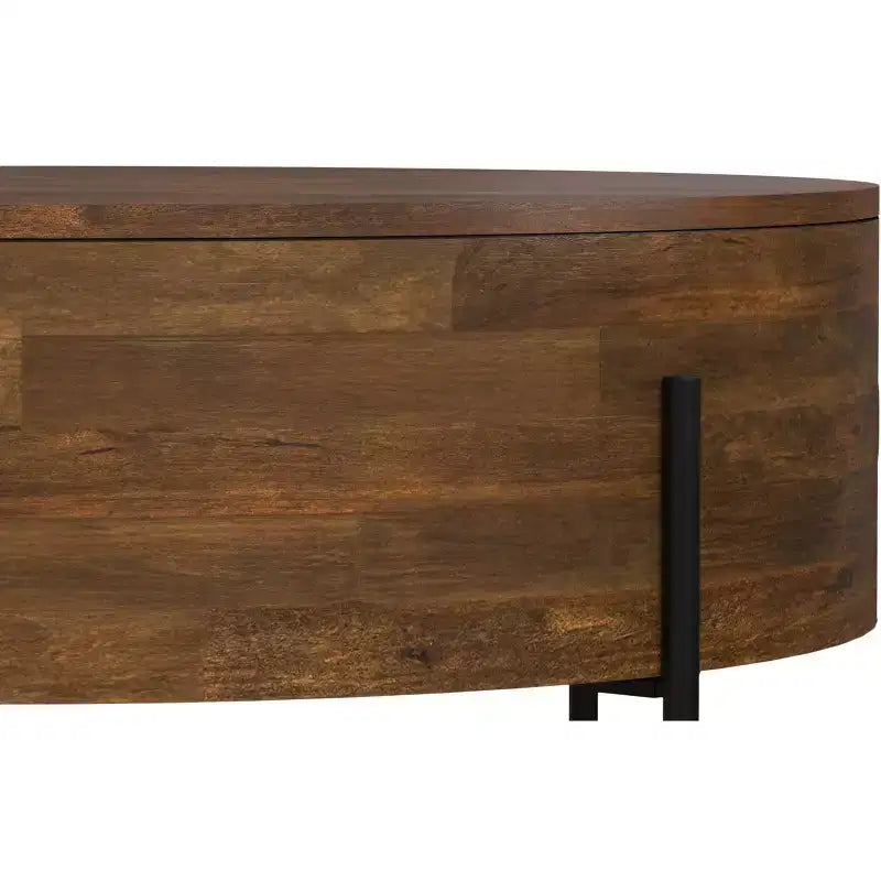 Tavolino da Caffè Moderno Urbano Rotondo da 38" in Legno Massello di Mango