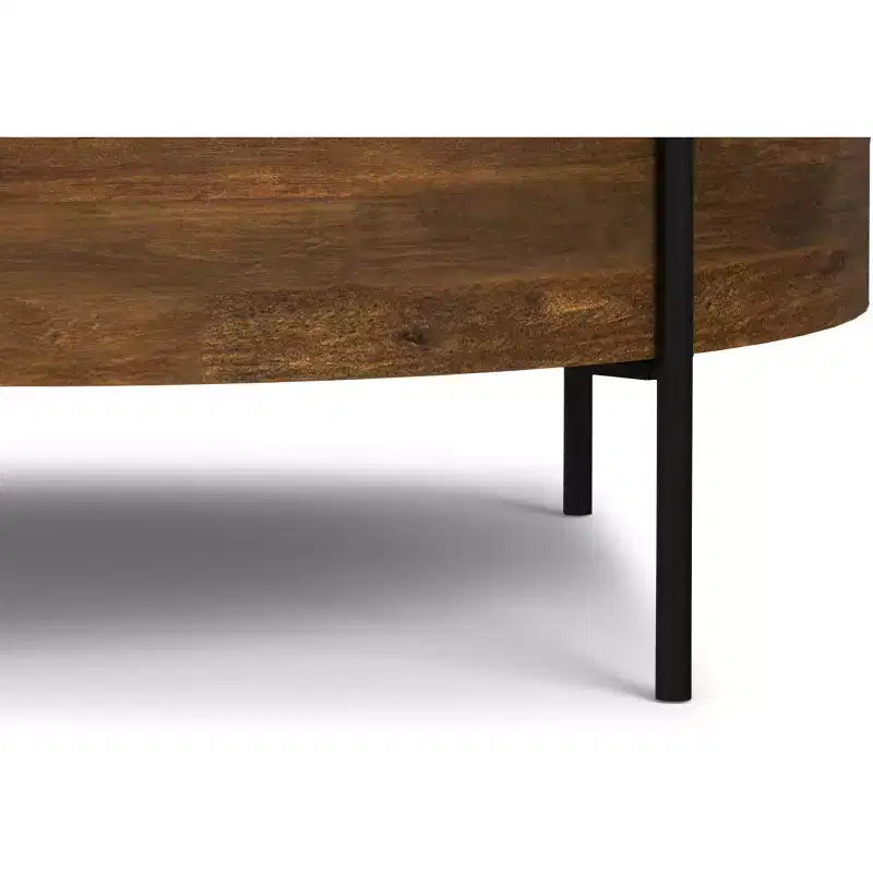 Tavolino da Caffè Moderno Urbano Rotondo da 38" in Legno Massello di Mango