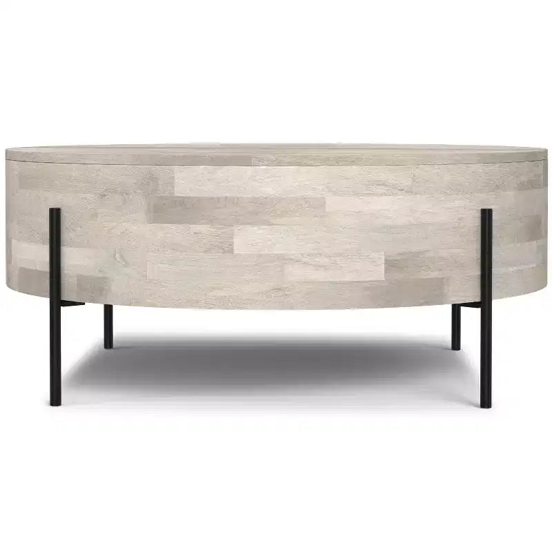 Tavolino da Caffè Moderno Urbano Rotondo da 38" in Legno Massello di Mango