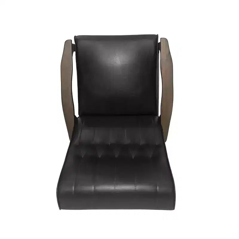 Mid Century Modern Accent Chair, Upholstered Matte Black Faux Leather, Living Room Bedroom