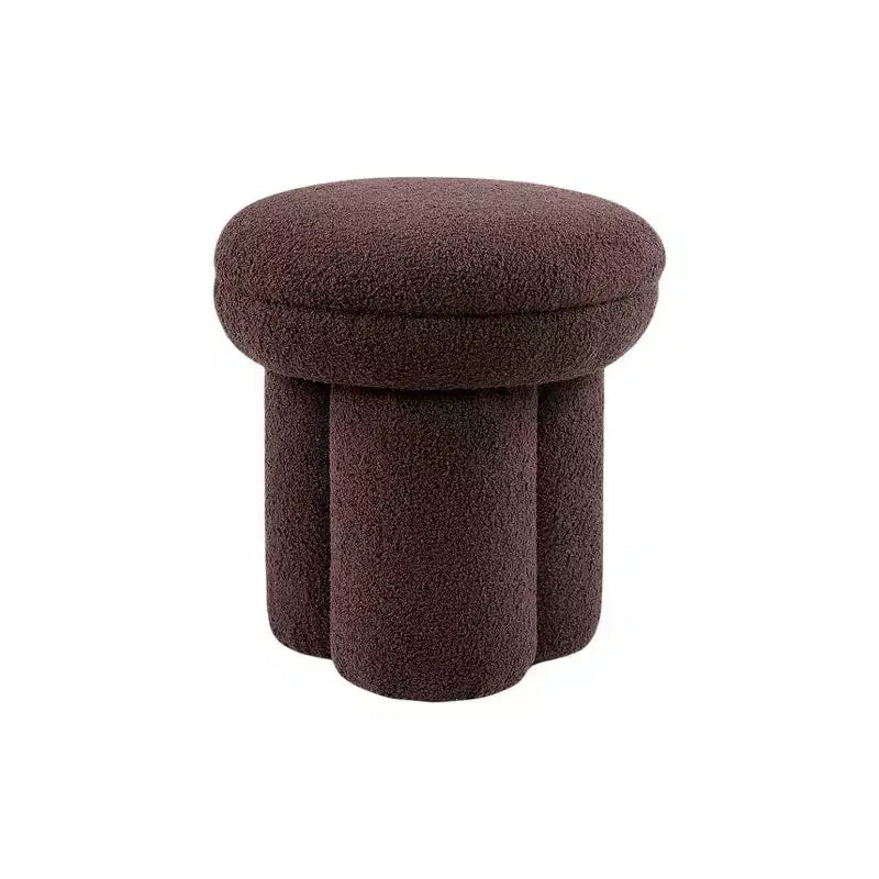 Taburete decorativo con forma de hongo, otomana de 17.5" con tapa redonda, base pedestal, silla tapizada en tela de borrego para sala de estar