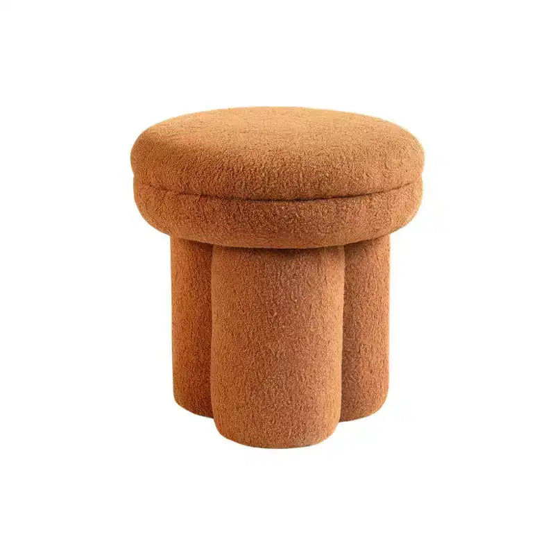 Taburete decorativo con forma de hongo, otomana de 17.5" con tapa redonda, base pedestal, silla tapizada en tela de borrego para sala de estar