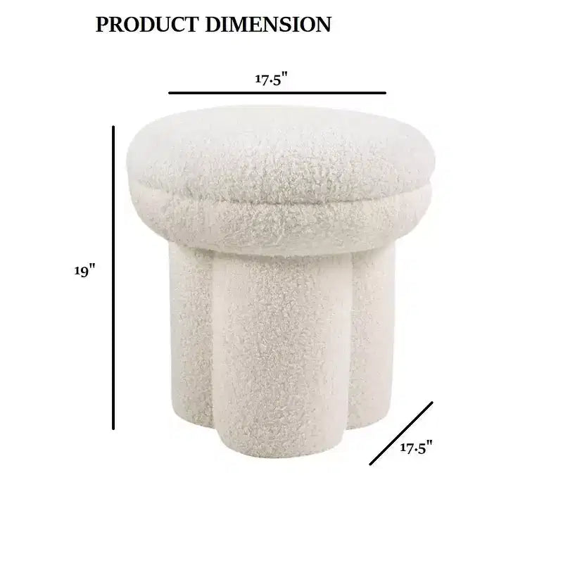 Taburete decorativo con forma de hongo, otomana de 17.5" con tapa redonda, base pedestal, silla tapizada en tela de borrego para sala de estar