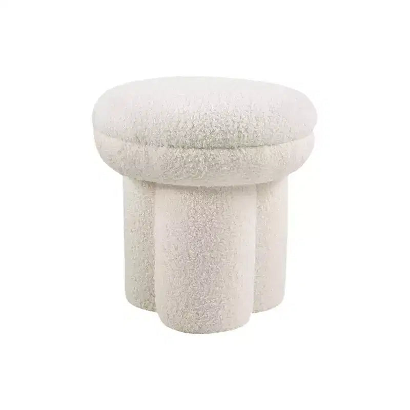 Taburete decorativo con forma de hongo, otomana de 17.5" con tapa redonda, base pedestal, silla tapizada en tela de borrego para sala de estar