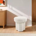 Taburete decorativo con forma de hongo, otomana de 17.5" con tapa redonda, base pedestal, silla tapizada en tela de borrego para sala de estar
