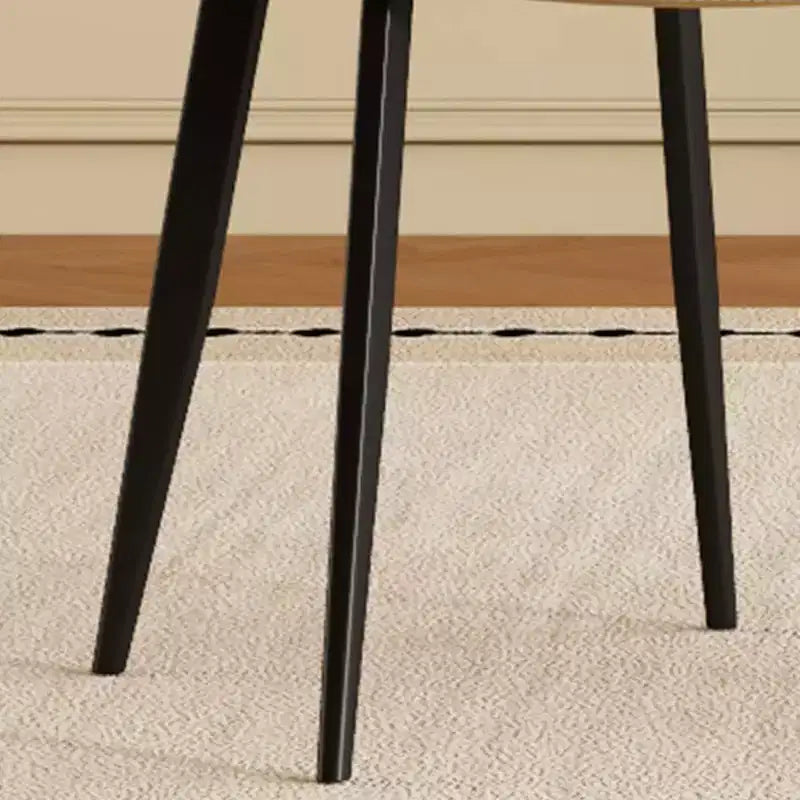 Set van 4 moderne eetkamerstoelen, bruine PU leren zitting, zwarte koolstofstalen poten, thuis, restaurant, vergaderruimte