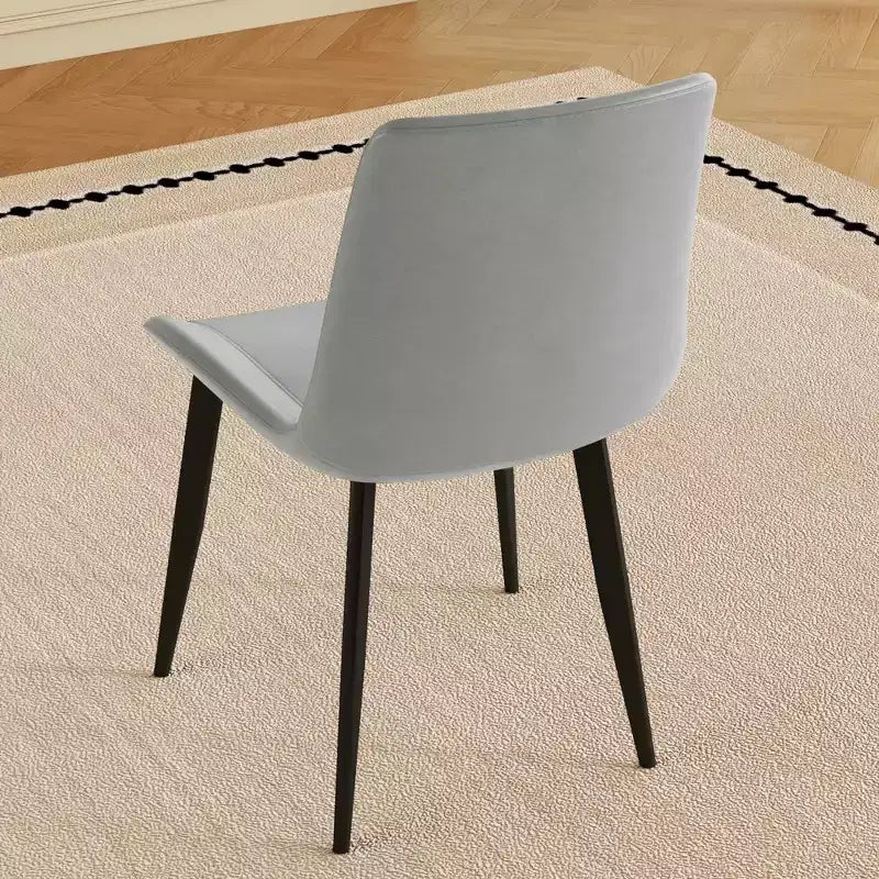 Set van 4 moderne eetkamerstoelen, bruine PU leren zitting, zwarte koolstofstalen poten, thuis, restaurant, vergaderruimte