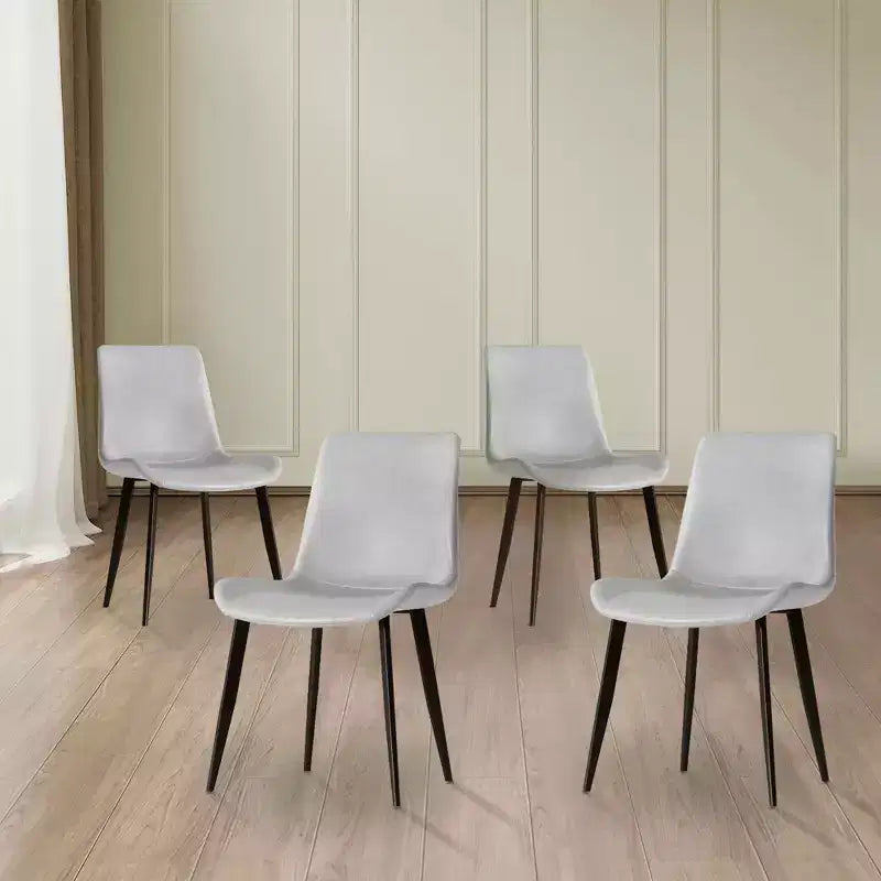 Set di 4 Sedie da Pranzo Moderne, Seduta in Pelle PU Marrone, Gambe in Acciaio al Carbonio Nero, Casa, Ristorante, Sala Conferenze