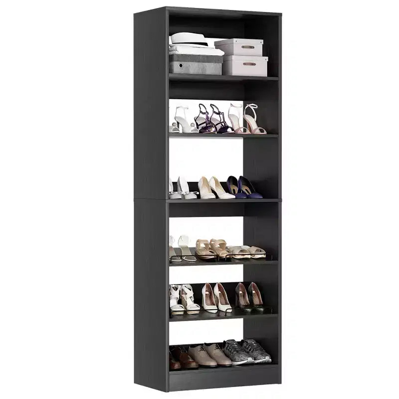 6-Tier Shoe Rack Tower, 80'' Floor Standing Wooden Shoe Organizer