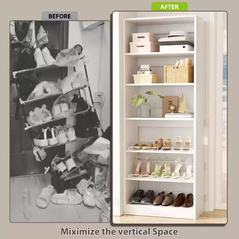 6-Tier Shoe Rack Tower, 80'' Floor Standing Wooden Shoe Organizer
