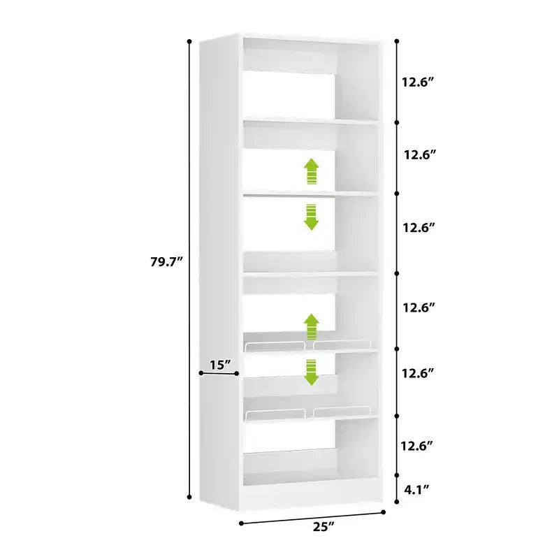 6-Tier Shoe Rack Tower, 80'' Floor Standing Wooden Shoe Organizer