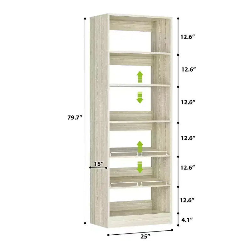6-Tier Shoe Rack Tower, 80'' Floor Standing Wooden Shoe Organizer