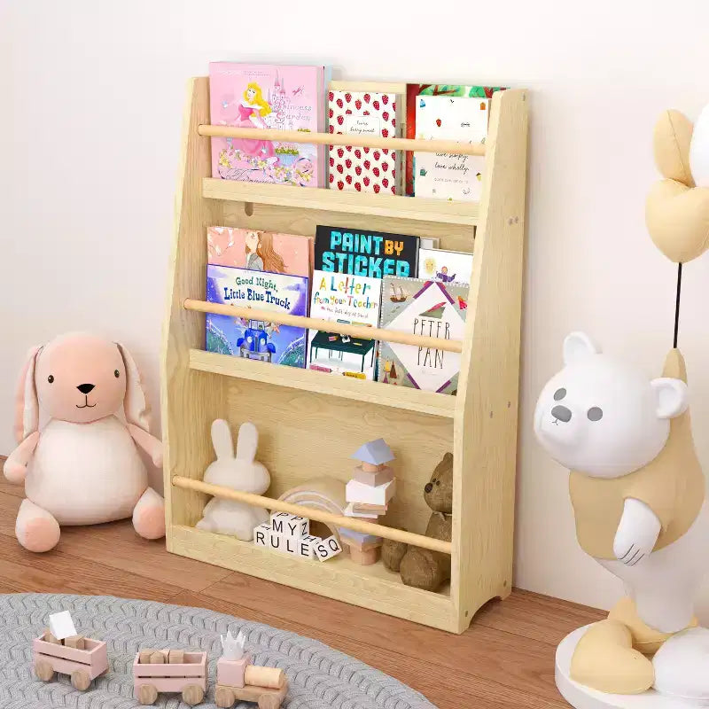 3 Tier Kids Book Rack Bookshelf, Toddler Front-Facing Bookcase for Reading Corner, Nursery, Playroom & Classrooms