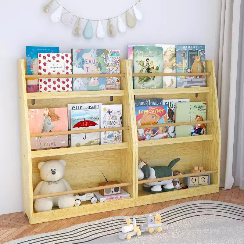 3 Tier Kids Book Rack Bookshelf, Toddler Front-Facing Bookcase for Reading Corner, Nursery, Playroom & Classrooms