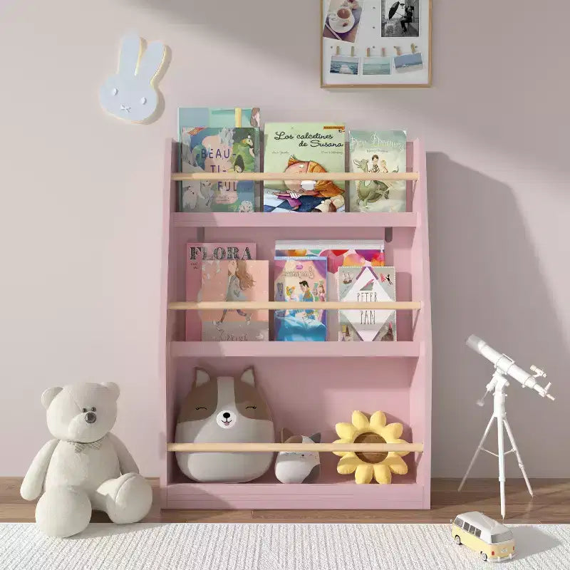 3 Tier Kids Book Rack Bookshelf, Toddler Front-Facing Bookcase for Reading Corner, Nursery, Playroom & Classrooms