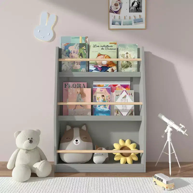 3 Tier Kids Book Rack Bookshelf, Toddler Front-Facing Bookcase for Reading Corner, Nursery, Playroom & Classrooms