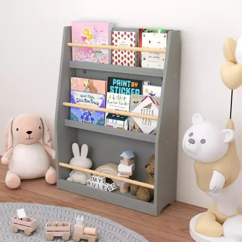 3 Tier Kids Book Rack Bookshelf, Toddler Front-Facing Bookcase for Reading Corner, Nursery, Playroom & Classrooms
