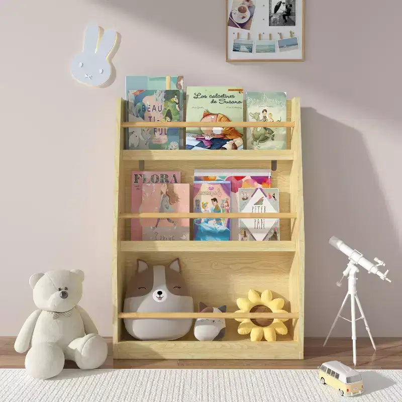 Libreria a 3 Ripiani per Bambini, Scaffale Frontale per Libri per Angolo Lettura, Asilo, Sala Giochi e Aule