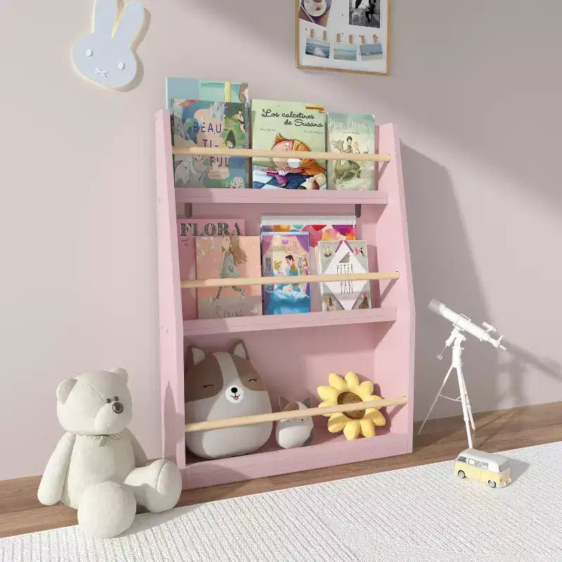 Libreria a 3 Ripiani per Bambini, Scaffale Frontale per Libri per Angolo Lettura, Asilo, Sala Giochi e Aule
