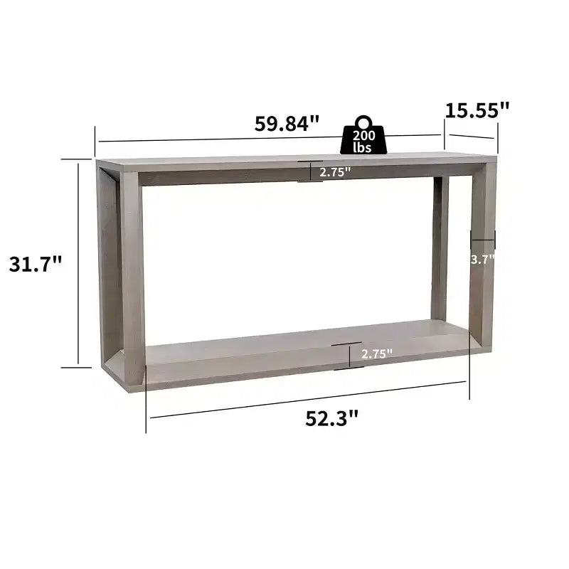 Modern Solid Wood Veneer Console Table with Ample Storage Tier,Behind Sofa Table Bar Table for Living Room,Hallway