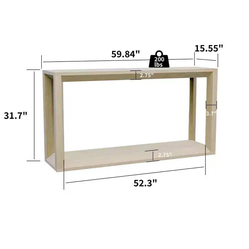 Modern Solid Wood Veneer Console Table with Ample Storage Tier,Behind Sofa Table Bar Table for Living Room,Hallway