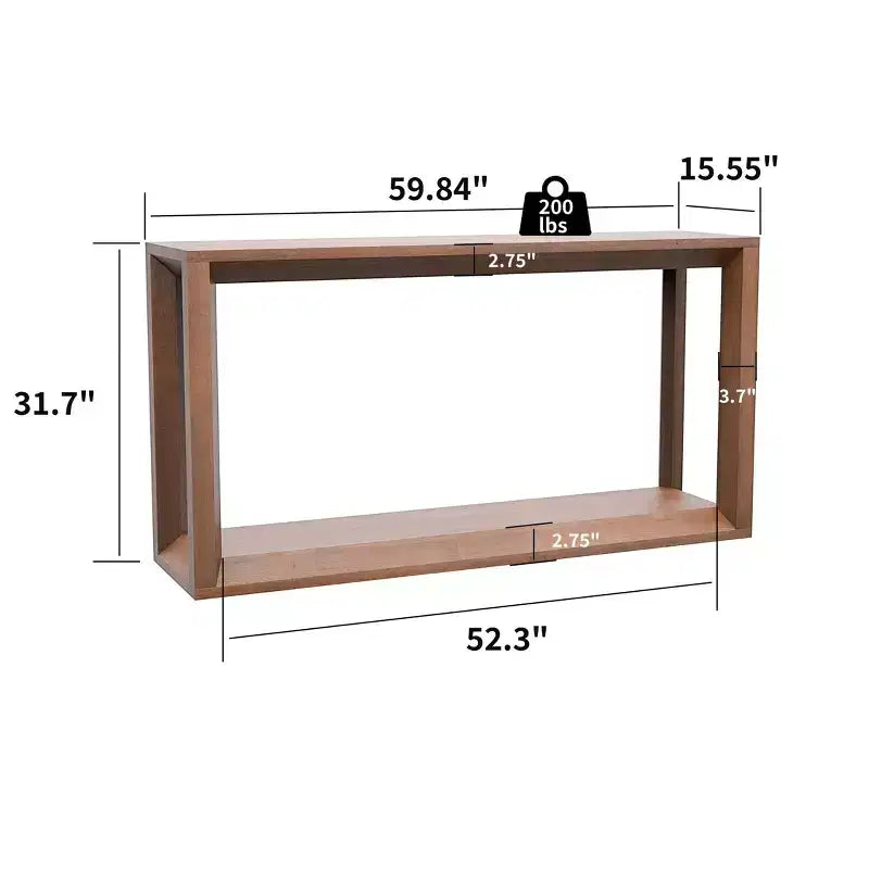 Table console moderne en placage de bois massif avec grand espace de rangement, table derrière canapé, table de bar pour salon, couloir  