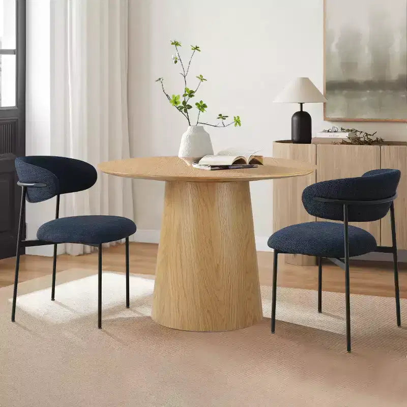 Ensemble de 2 chaises de salle à manger, chaises modernes de cuisine avec dossier ouvert, siège en tissu doux et pieds en métal noir  