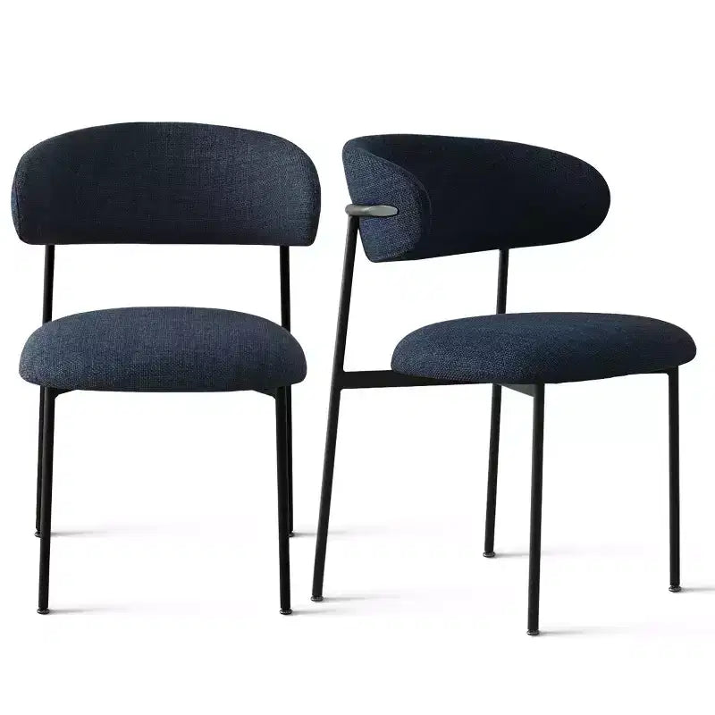 Ensemble de 2 chaises de salle à manger, chaises modernes de cuisine avec dossier ouvert, siège en tissu doux et pieds en métal noir  