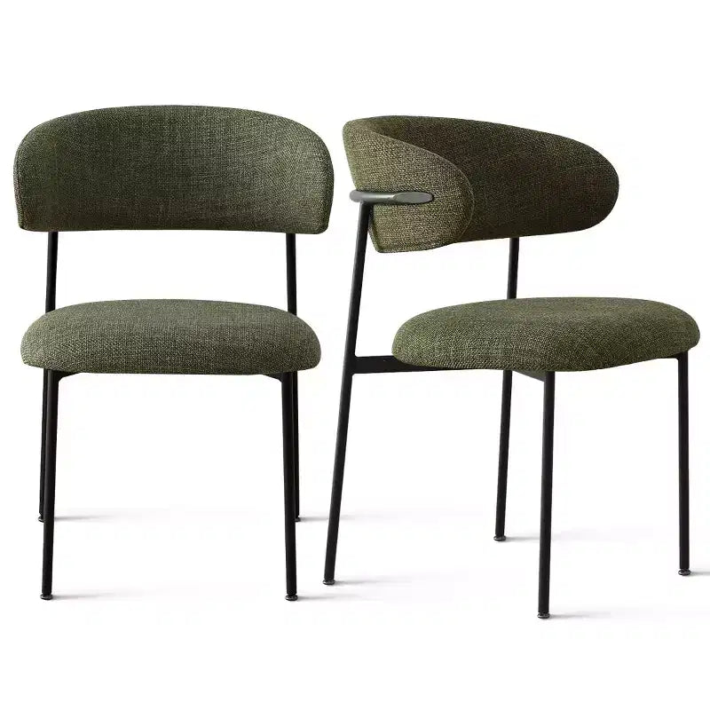 Ensemble de 2 chaises de salle à manger, chaises modernes de cuisine avec dossier ouvert, siège en tissu doux et pieds en métal noir  
