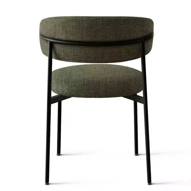 Ensemble de 2 chaises de salle à manger, chaises modernes de cuisine avec dossier ouvert, siège en tissu doux et pieds en métal noir  