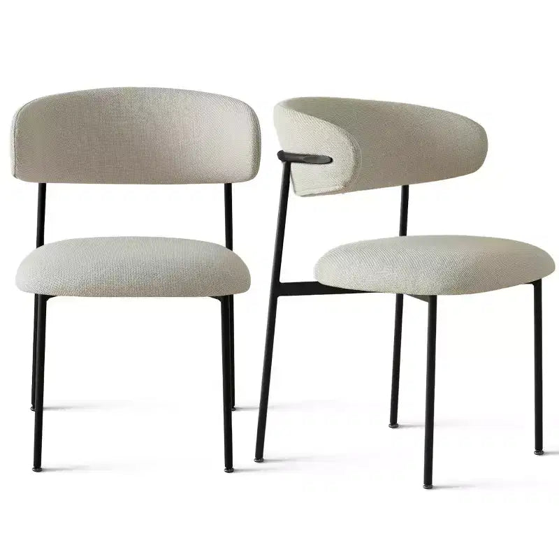 Ensemble de 2 chaises de salle à manger, chaises modernes de cuisine avec dossier ouvert, siège en tissu doux et pieds en métal noir  
