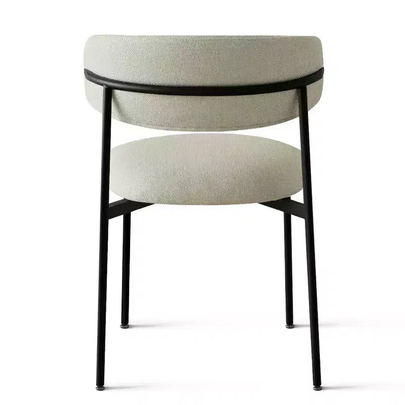 Ensemble de 2 chaises de salle à manger, chaises modernes de cuisine avec dossier ouvert, siège en tissu doux et pieds en métal noir  