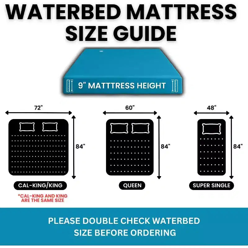 Materasso per waterbed rigido a flusso libero, movimento completo con angoli rinforzati - struttura non inclusa