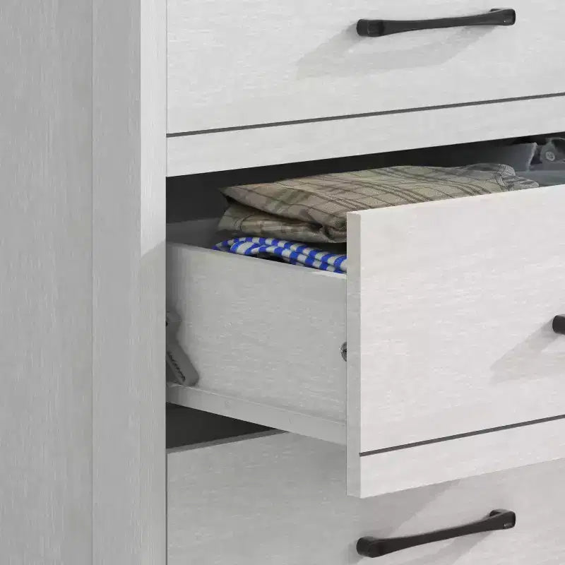 Commode à 6 tiroirs avec rangement à glissement doux en chêne blanc perle 47 W