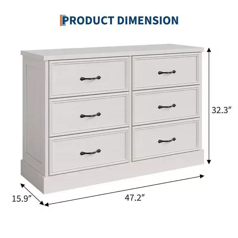 Table de chevet à 6 tiroirs, meuble de rangement en bois pour lit avec tiroirs spacieux, table de chevet gain de place pour chambre
