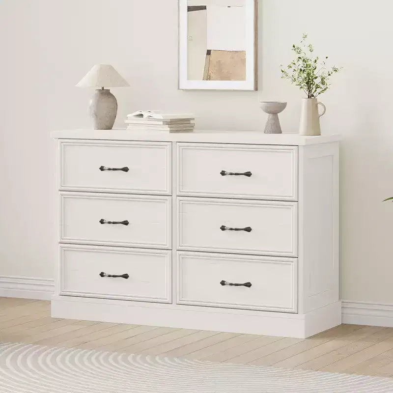 Table de chevet à 6 tiroirs, meuble de rangement en bois pour lit avec tiroirs spacieux, table de chevet gain de place pour chambre