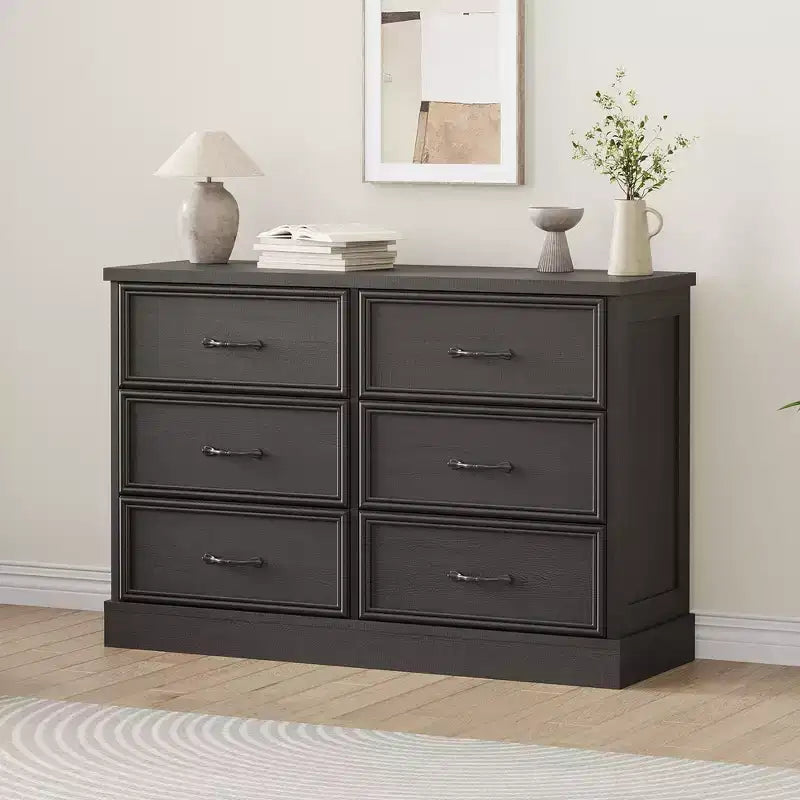 Table de chevet à 6 tiroirs, meuble de rangement en bois pour lit avec tiroirs spacieux, table de chevet gain de place pour chambre