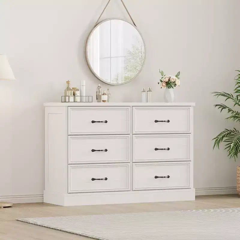 Nachtkastje met 6 laden, houten bedkastje met ruime laden, ruimtebesparende slaapkamer bijzettafel organizer
