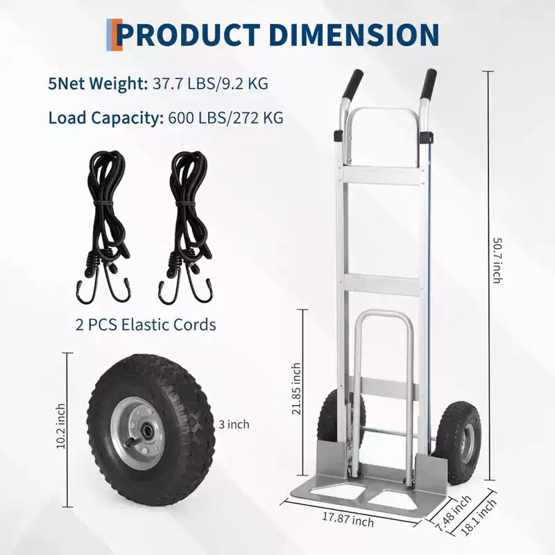 Carrello in alluminio per scale, capacità 600 LBS, carrello robusto con base estensibile