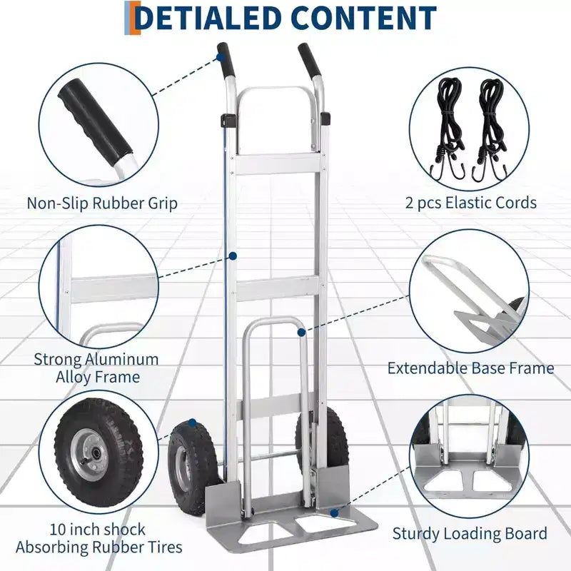 Carrello in alluminio per scale, capacità 600 LBS, carrello robusto con base estensibile