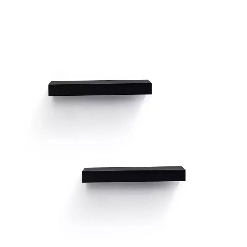 Mensola galleggiante LED nera da 15,75" con supporto invisibile in legno, montaggio a parete con LED integrato, perfetta per bagno/camera da letto/cucina o esposizione di libri/piante