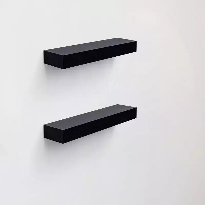 Estante flotante negro LED de 15.75 con soporte invisible para montaje en pared de madera con LED incorporado, perfecto para decoración de baño/dormitorio/cocina o exhibición de libros/plantas