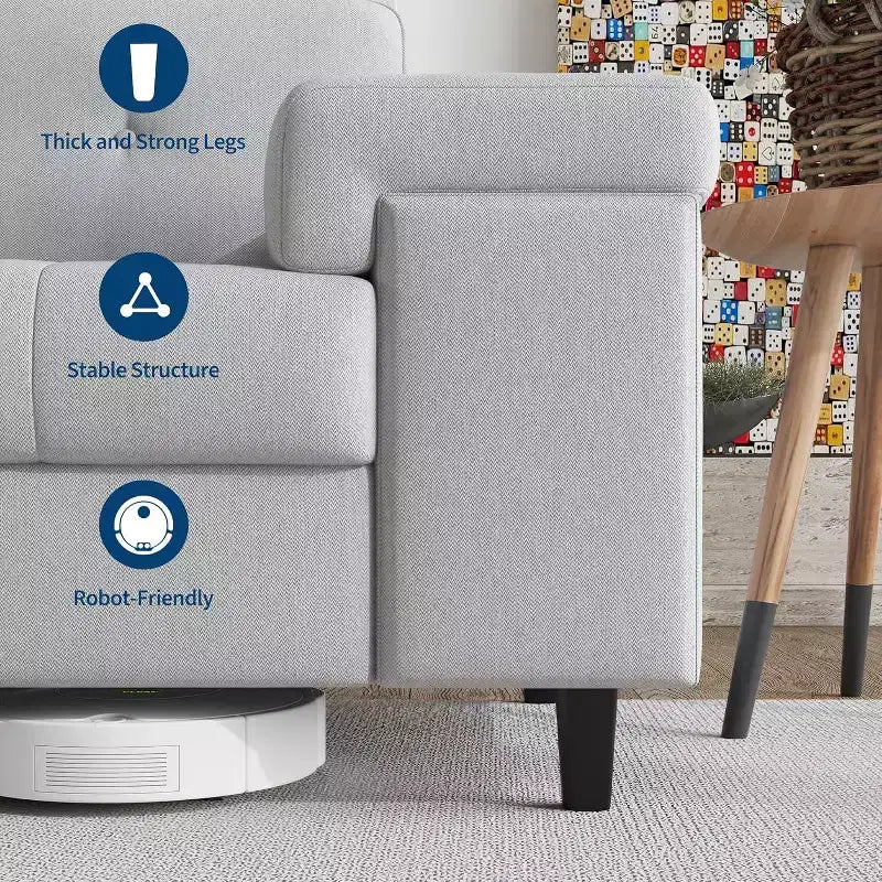 Divano Moderno da 3 Posti con Braccioli Regolabili e Tessuto Chenille Morbido, Divano con Schienale Capitonné per Soggiorno e Camera da Letto