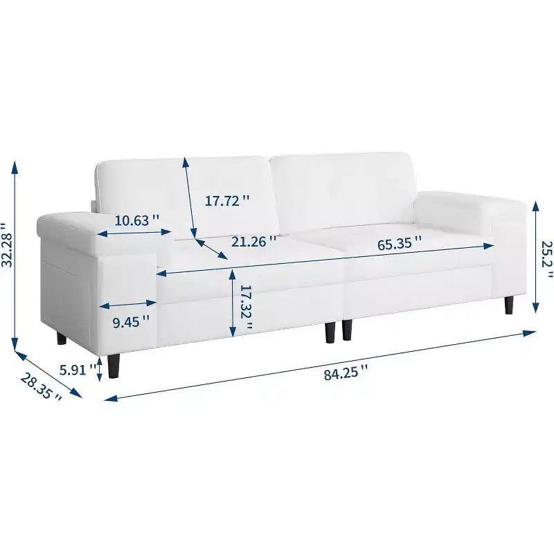 Modern 3 Seater Sofa Couch with Adjustable Armrests and Plush Chenille Fabric,Couch with Button Tufted Backrest for Living Room & Bedroom